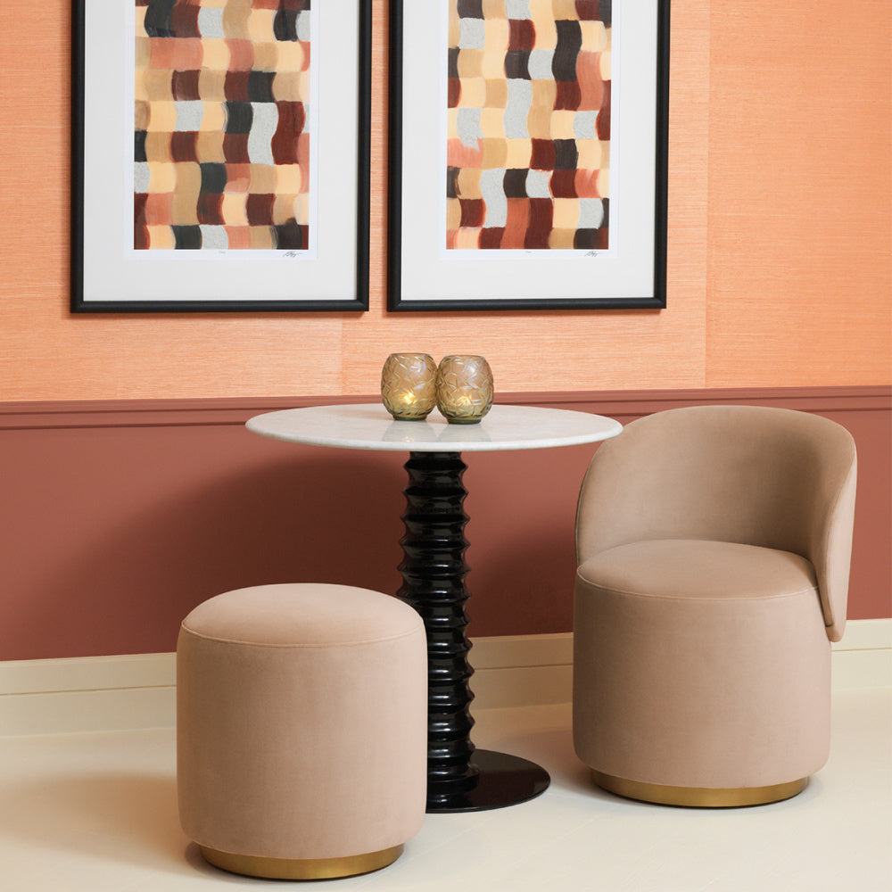 Eichholtz Greer Dining Chair, Savona Camel, Brushed Brass Swivel Base (A120614)