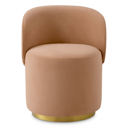Eichholtz Greer Dining Chair, Savona Camel, Brushed Brass Swivel Base (A120614)
