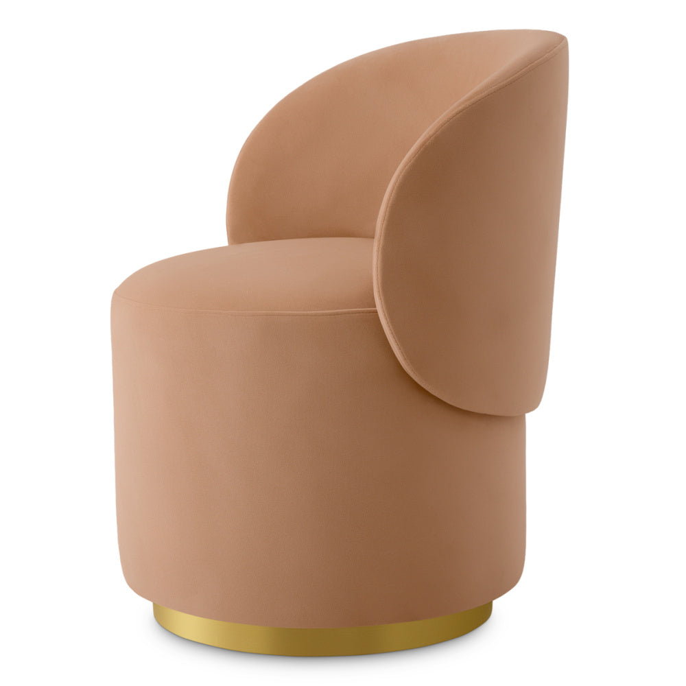 Eichholtz Greer Dining Chair, Savona Camel, Brushed Brass Swivel Base (A120614)