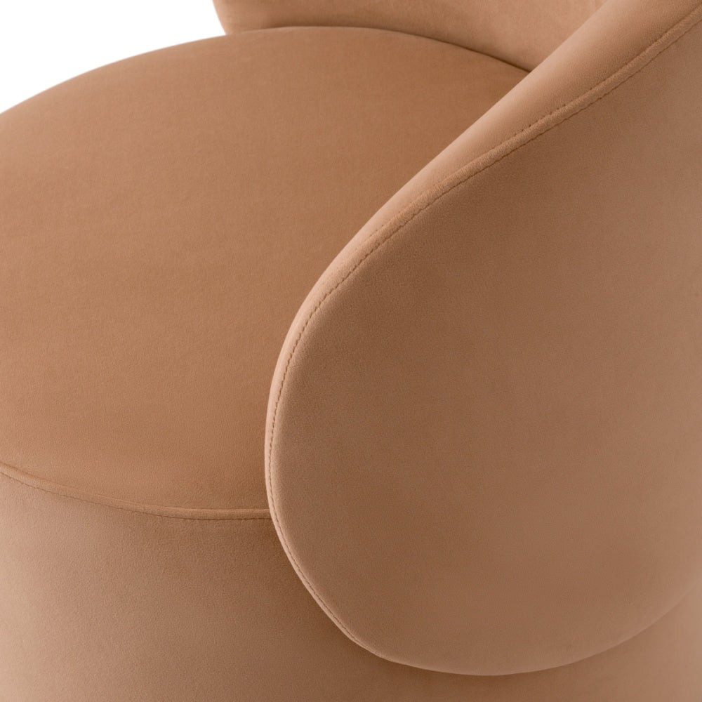 Eichholtz Greer Dining Chair, Savona Camel, Brushed Brass Swivel Base (A120614)