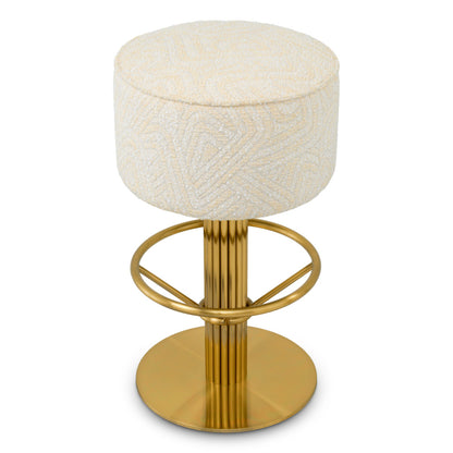 Eichholtz Carleton Bar Stool, Brushed Brass, Camari Cream, Swivel Base (A120860)