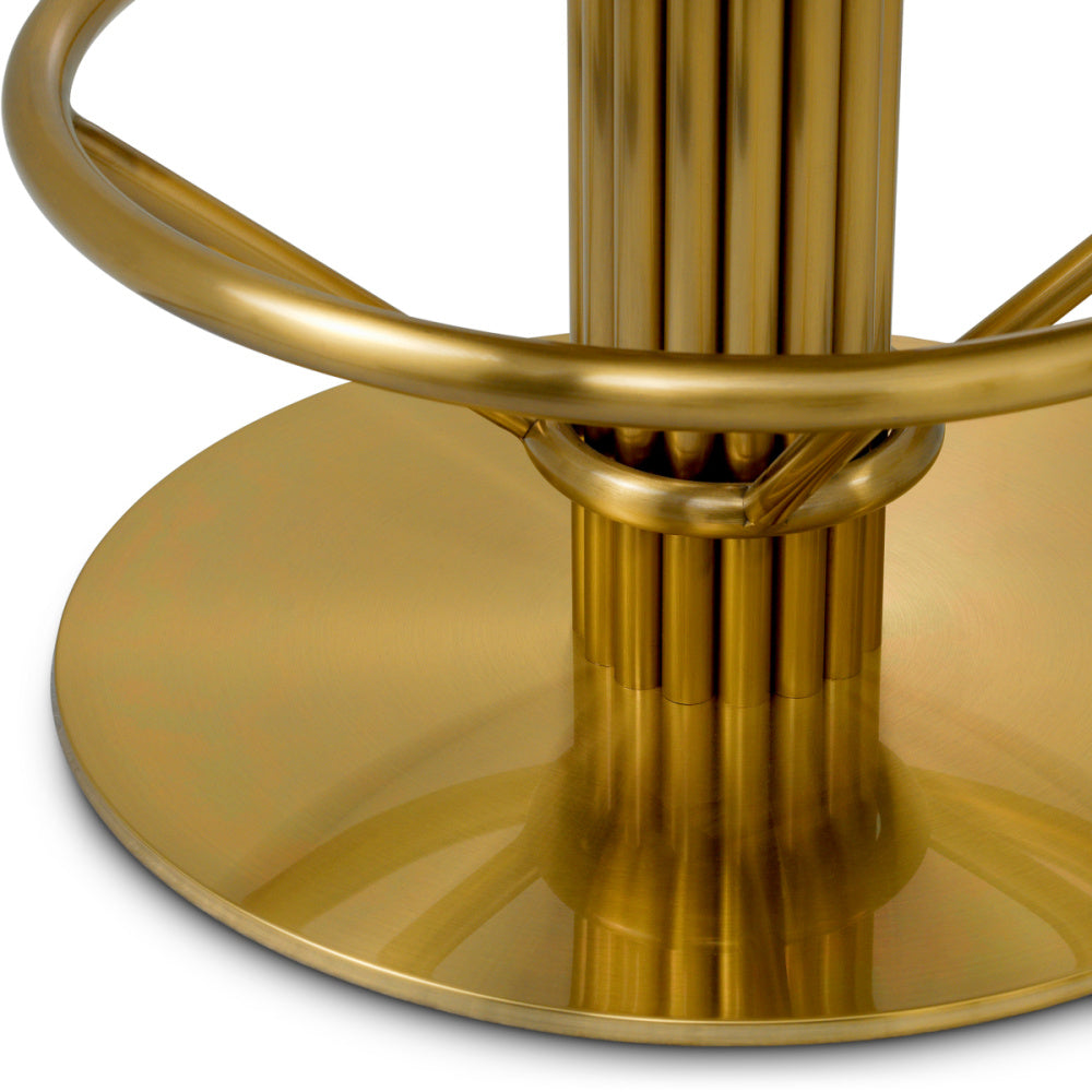 Eichholtz Carleton Bar Stool, Brushed Brass, Camari Cream, Swivel Base (A120860)