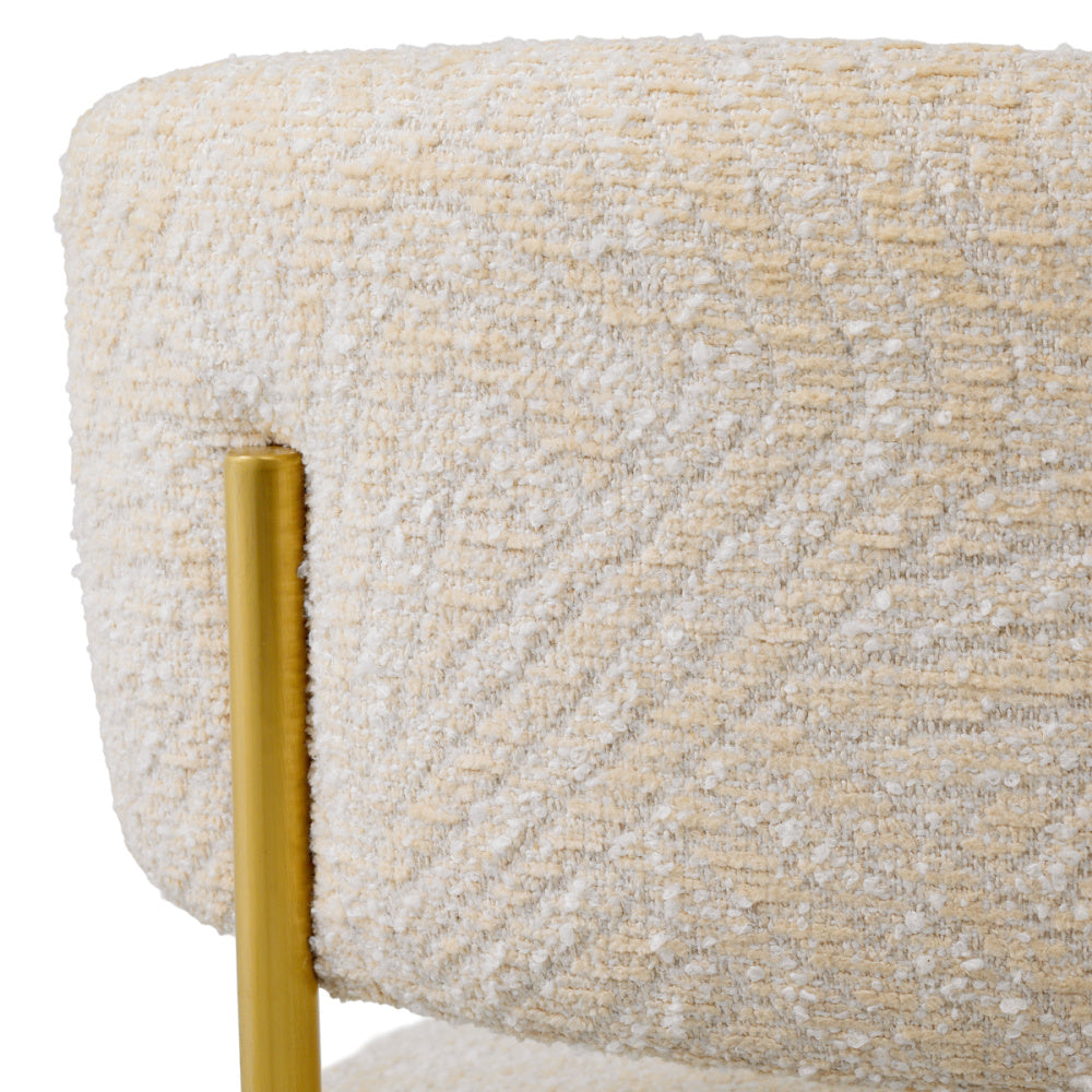 Eichholtz Carleton Bar Stool, Brushed Brass, Camari Cream, Swivel Base (A120861)