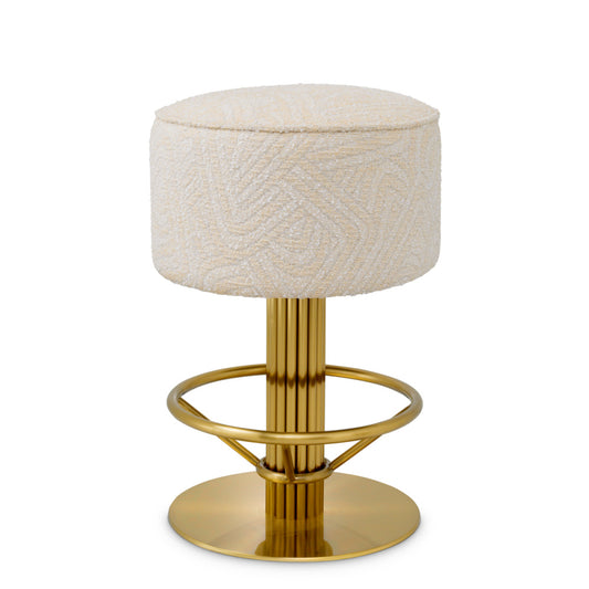 Eichholtz Carleton Counter Stool, Brushed Brass, Camari Cream, Swivel Base (A120862)