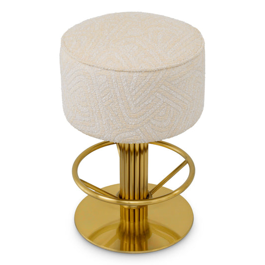 Eichholtz Carleton Counter Stool, Brushed Brass, Camari Cream, Swivel Base (A120862)