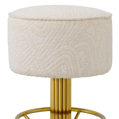 Eichholtz Carleton Counter Stool, Brushed Brass, Camari Cream, Swivel Base (A120862)