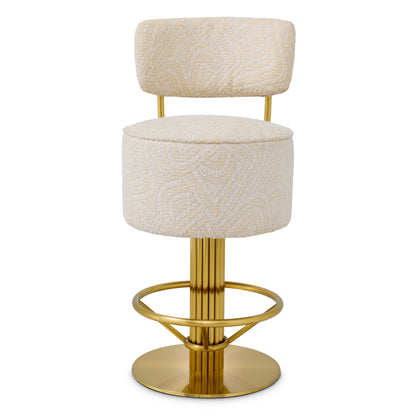 Eichholtz Carleton Counter Stool, Brushed Brass, Camari Cream, Swivel Base (A120863)