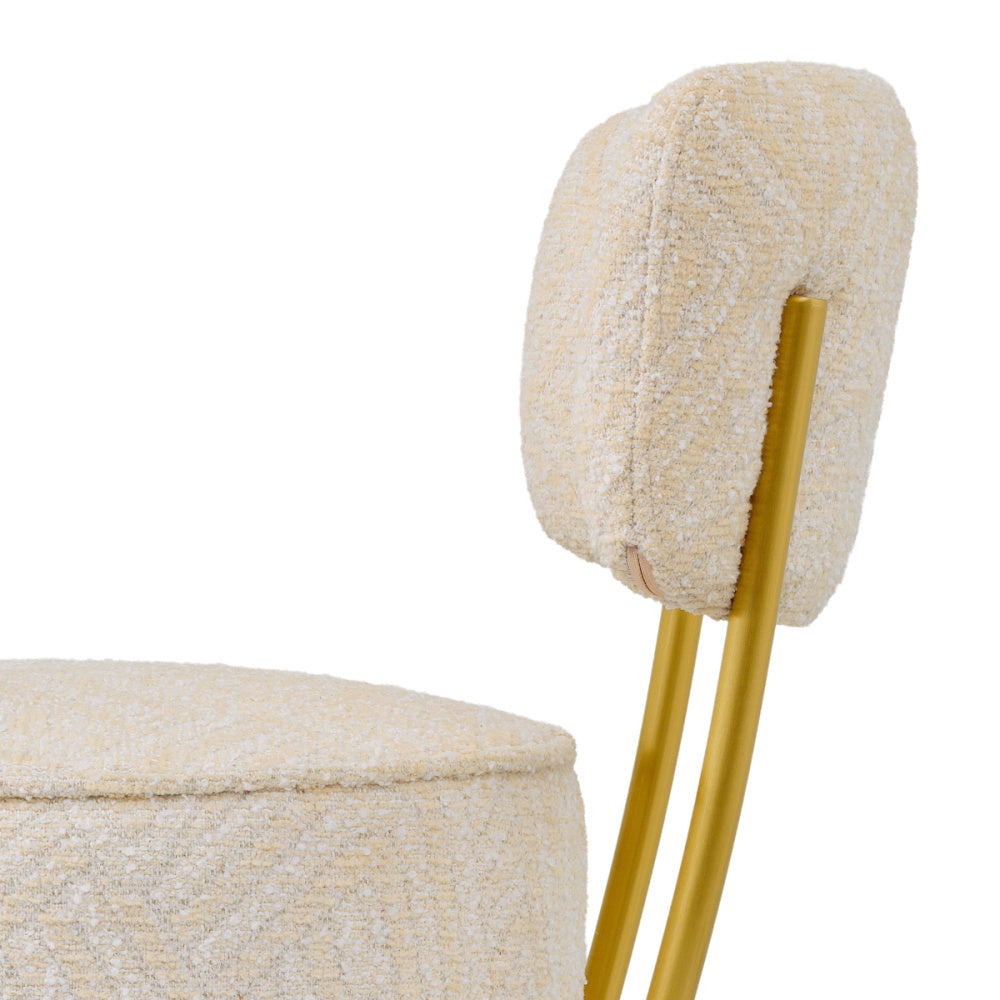 Eichholtz Carleton Counter Stool, Brushed Brass, Camari Cream, Swivel Base (A120863)