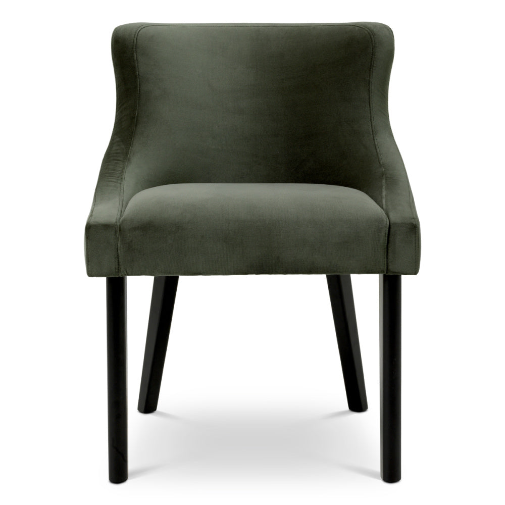 Eichholtz Chavelle Dining Chair, Black, Torrin Green Velvet (A120869)