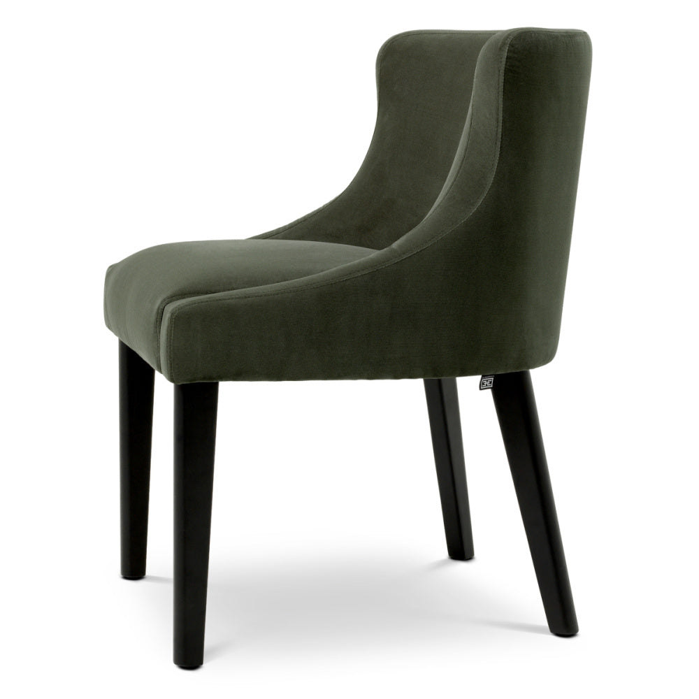 Eichholtz Chavelle Dining Chair, Black, Torrin Green Velvet (A120869)