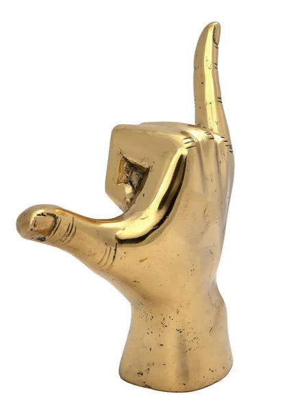 Noir Hawaiian Sculpture Antique Brass, angled view showing the cast brass surface and patina