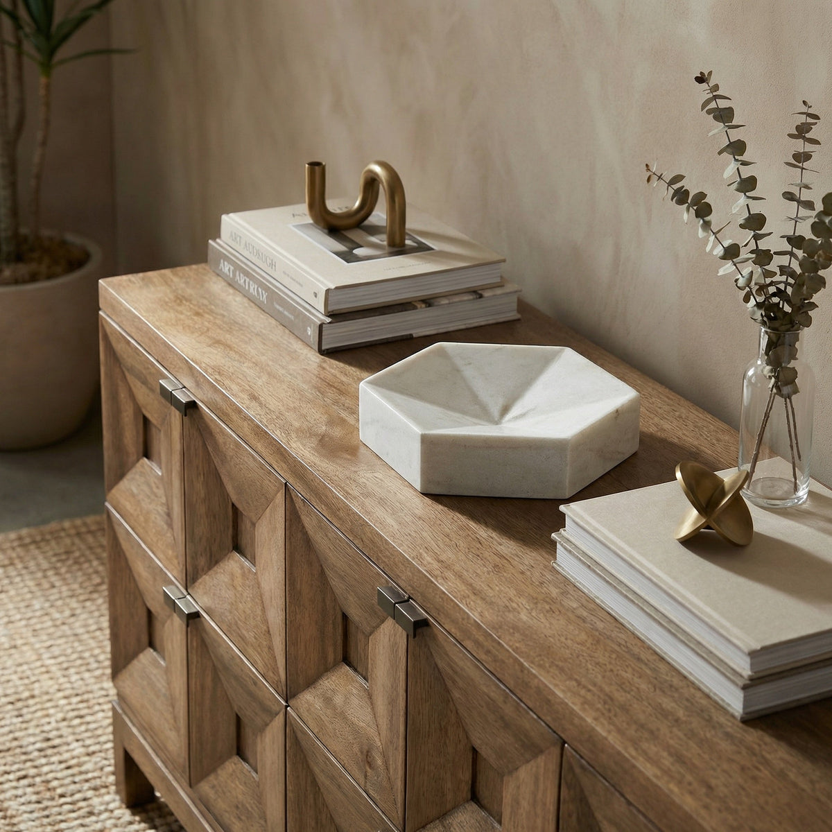 Noir Conda Tray White styled in an interior setting