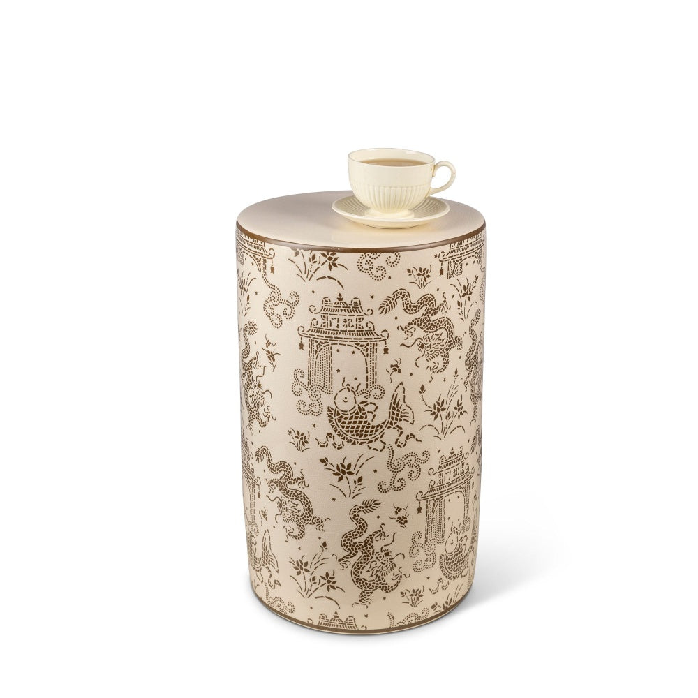Port 68 Dragon Pagoda Garden Stool Brown