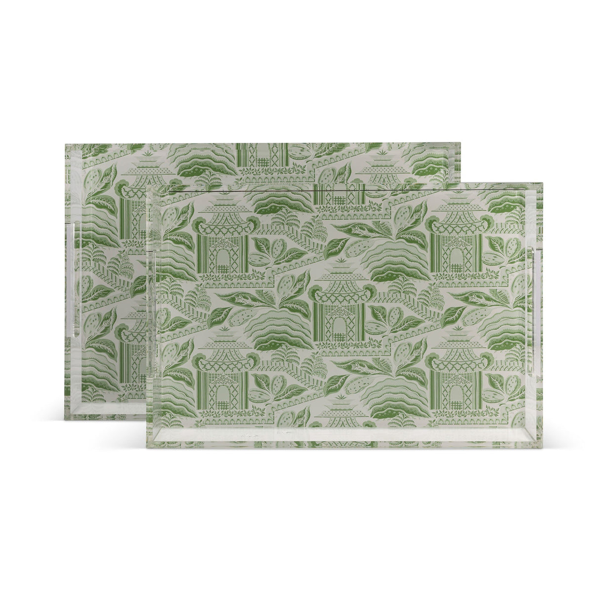 Pagoda Garden Large Tray Set of 2 Green