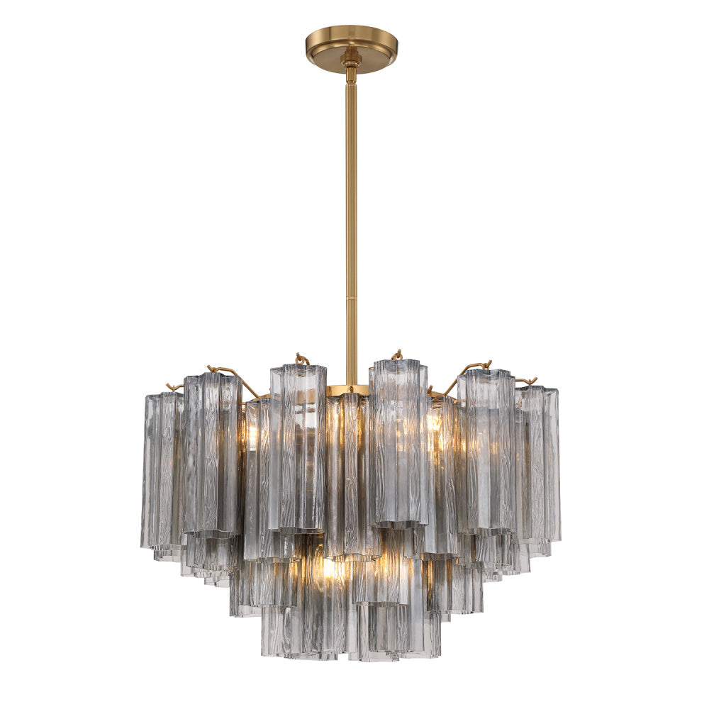 Crystorama Addis 22" 9-Light Chandelier Aged Brass Smoke