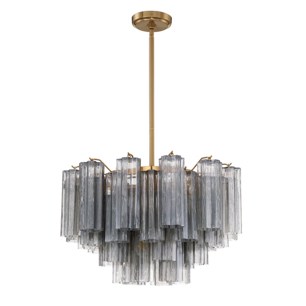 Crystorama Addis 22" 9-Light Chandelier Aged Brass Smoke