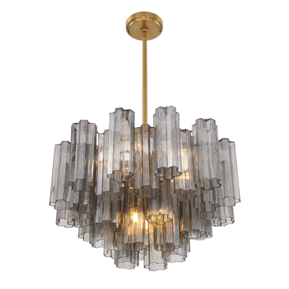 Crystorama Addis 22" 9-Light Chandelier Aged Brass Smoke