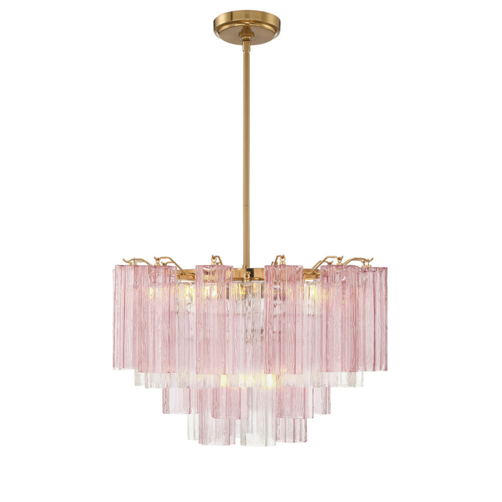 Crystorama Addis 22" 9-Light Chandelier Aged Brass Spring