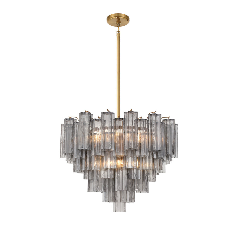 Crystorama Addis 26.75" 12-Light Chandelier Aged Brass Smoke