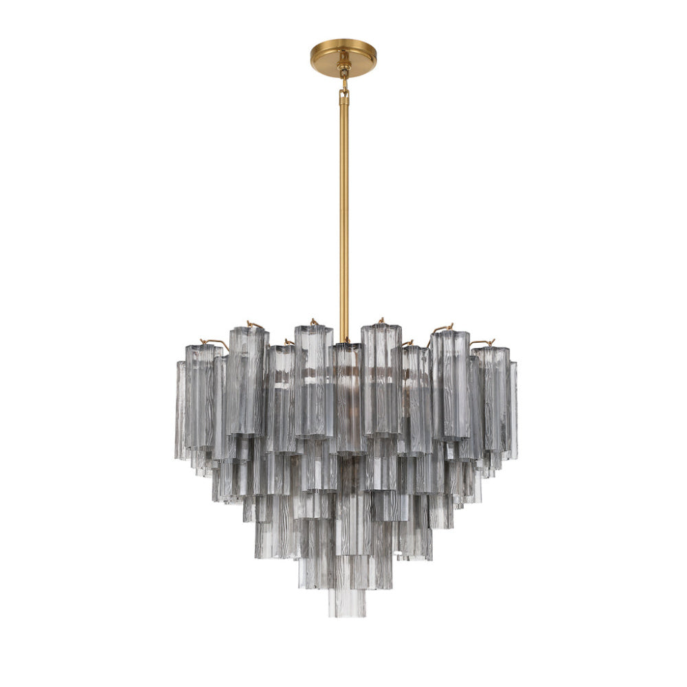 Crystorama Addis 26.75" 12-Light Chandelier Aged Brass Smoke