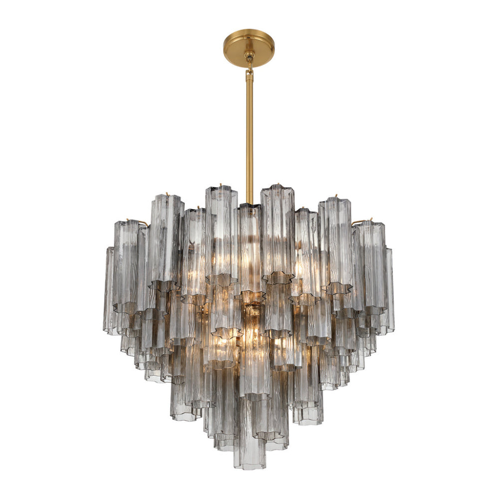 Crystorama Addis 26.75" 12-Light Chandelier Aged Brass Smoke