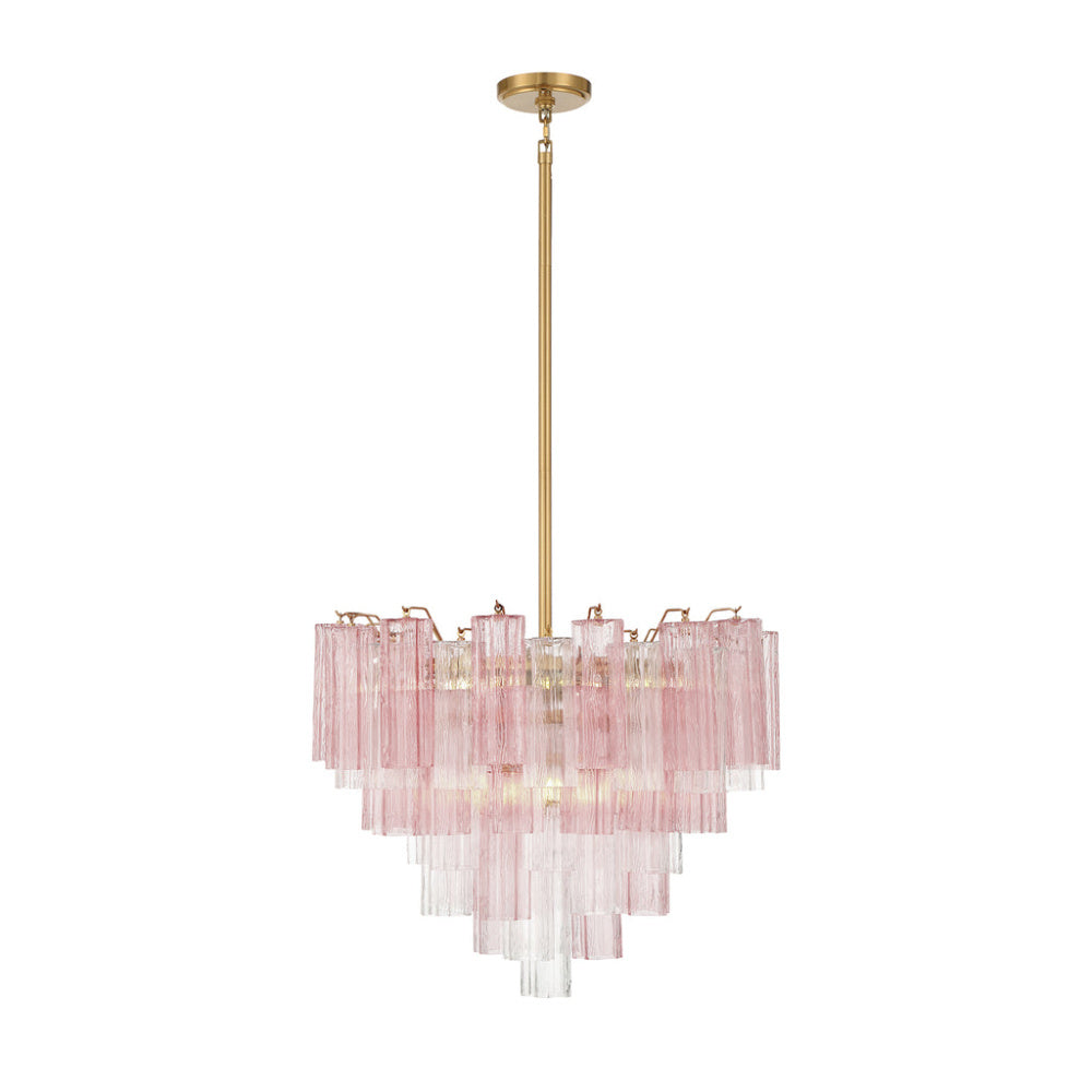 Crystorama Addis 26.75" 12-Light Chandelier Aged Brass Spring