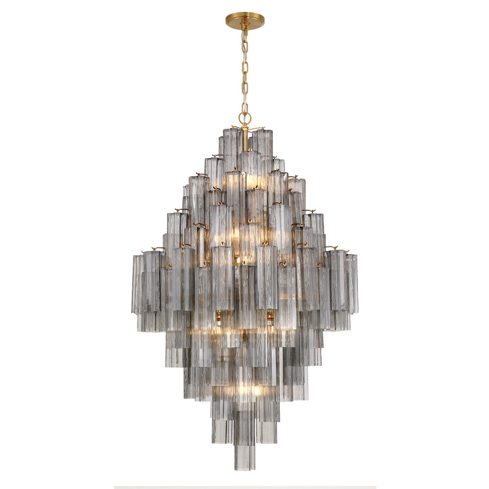 Crystorama Addis 31.5" 20-Light Chandelier Aged Brass Smoke