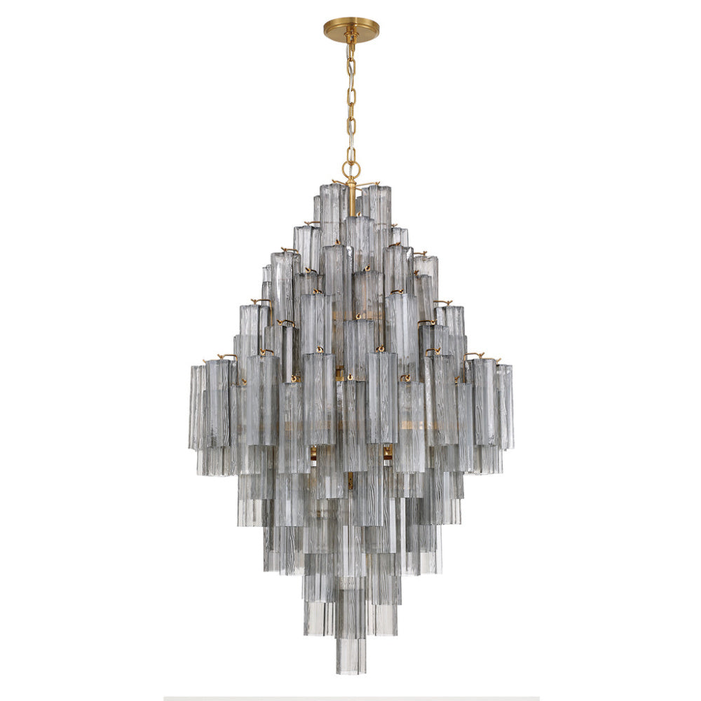 Crystorama Addis 31.5" 20-Light Chandelier Aged Brass Smoke