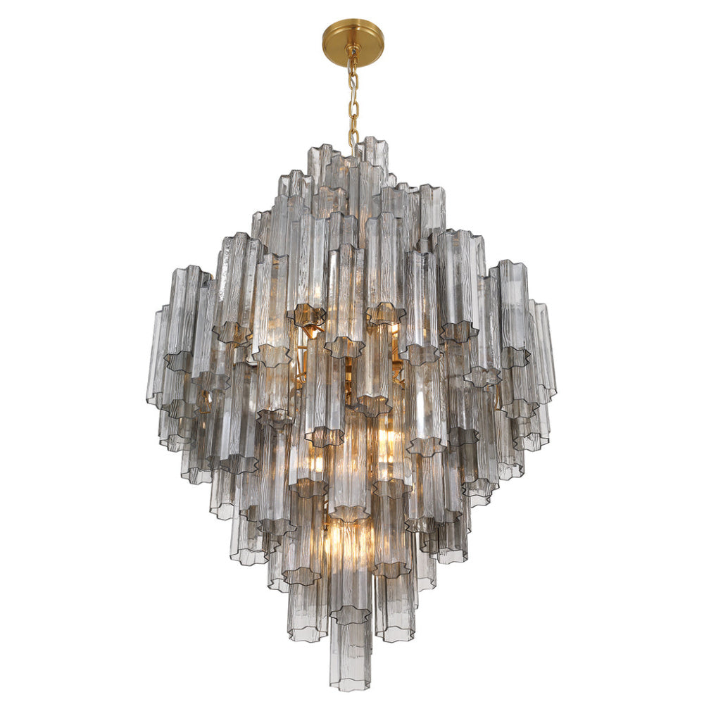 Crystorama Addis 31.5" 20-Light Chandelier Aged Brass Smoke