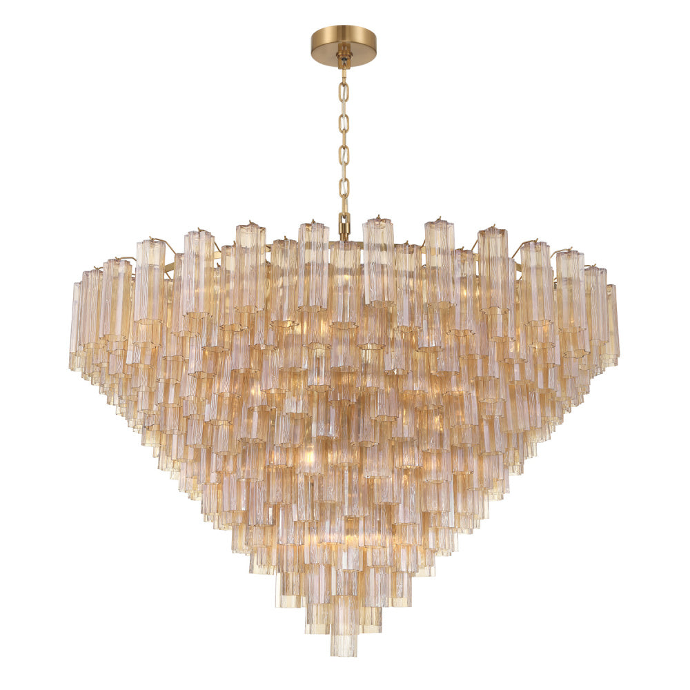 Crystorama Addis 62" 40-Light Chandelier Aged Brass Amber