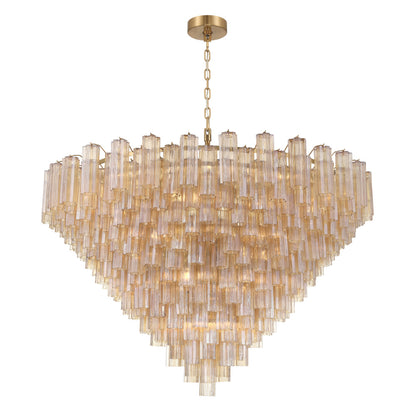 Crystorama Addis 62" 40-Light Chandelier Aged Brass Amber