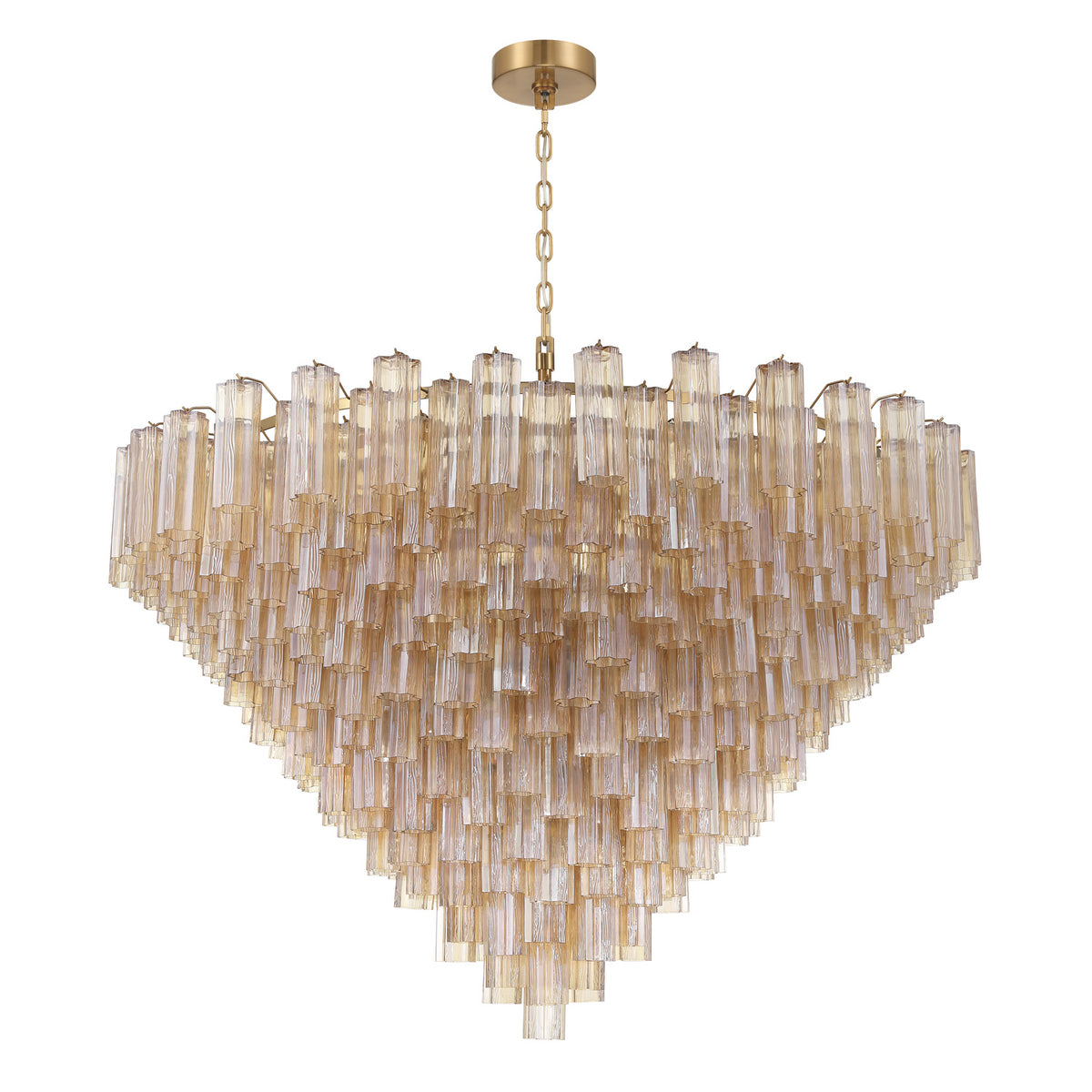 Crystorama Addis 62" 40-Light Chandelier Aged Brass Amber - detail