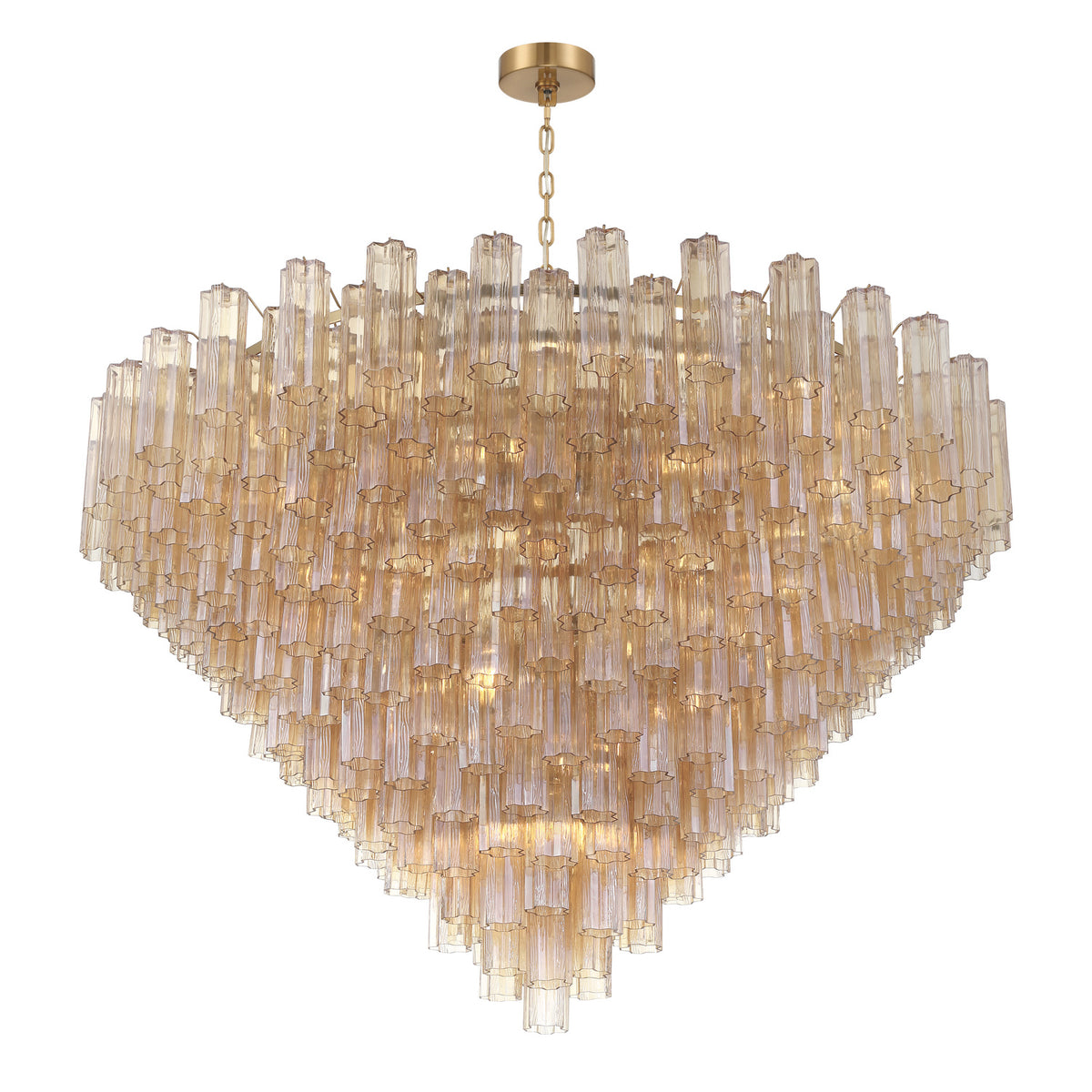 Crystorama Addis 62" 40-Light Chandelier Aged Brass Amber - detail