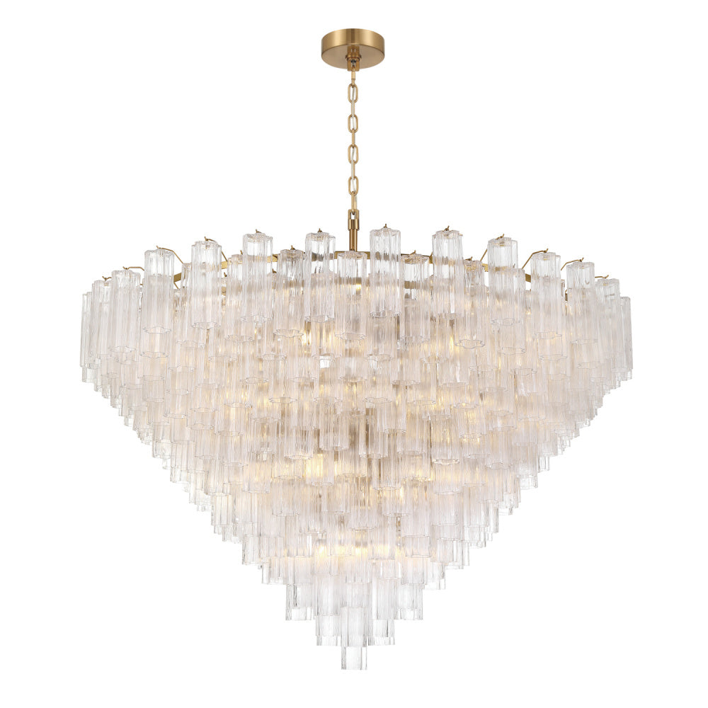 Crystorama Addis 62" 40-Light Chandelier Aged Brass Clear