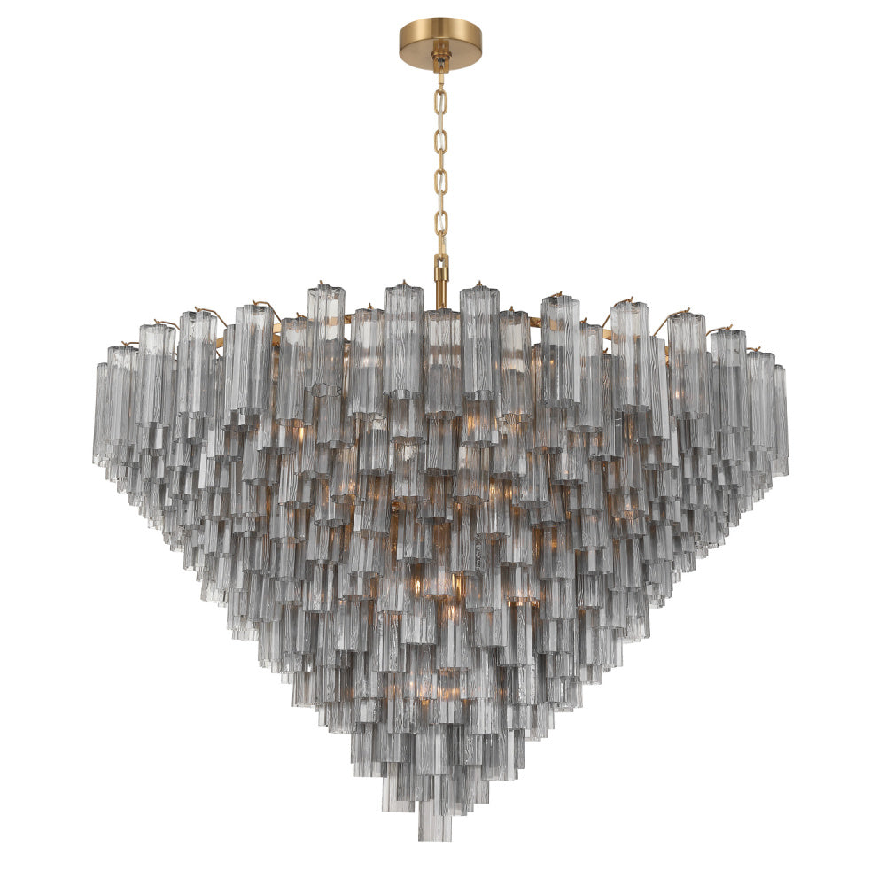 Crystorama Addis 62" 40-Light Chandelier Aged Brass Smoke