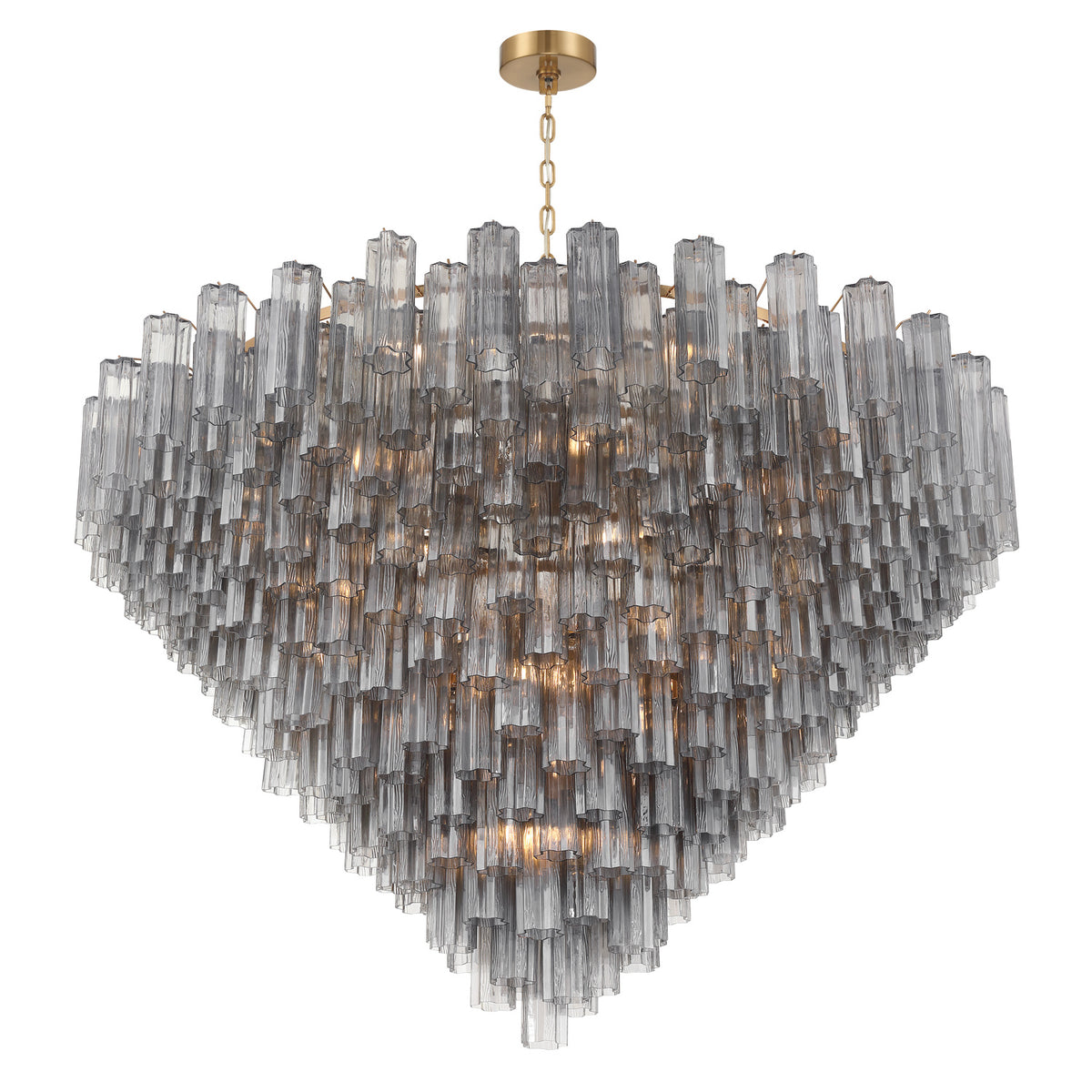 Crystorama Addis 62" 40-Light Chandelier Aged Brass Smoke - detail