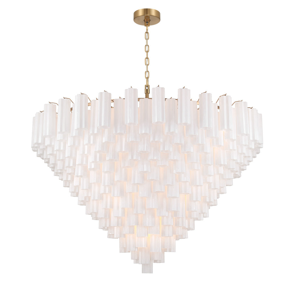 Crystorama Addis 62" 40-Light Chandelier Aged Brass White