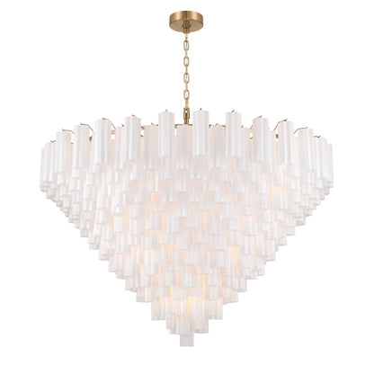 Crystorama Addis 62" 40-Light Chandelier Aged Brass White
