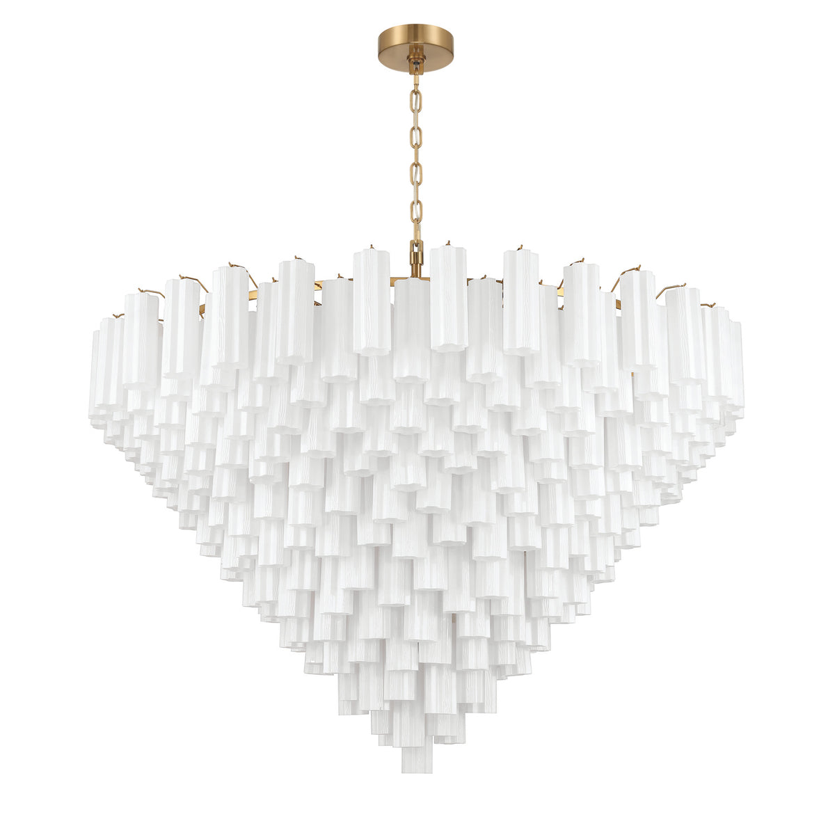 Crystorama Addis 62" 40-Light Chandelier Aged Brass White - detail