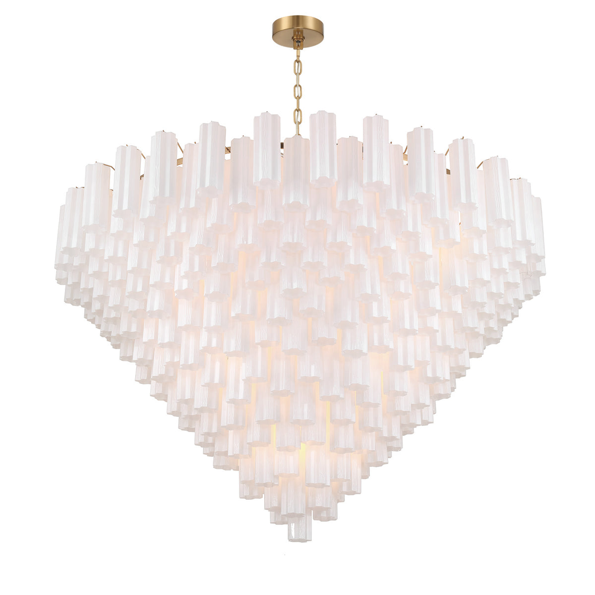 Crystorama Addis 62" 40-Light Chandelier Aged Brass White - detail