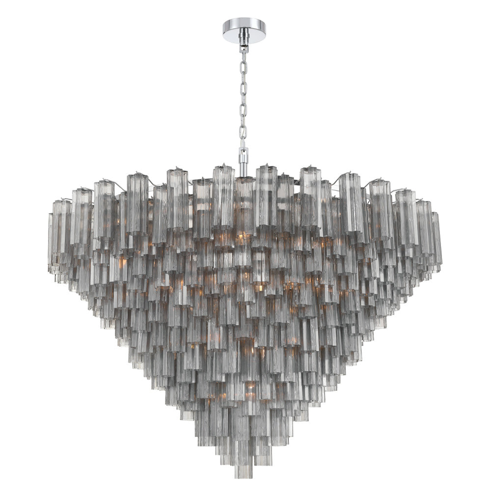 Crystorama Addis 62" 40-Light Chandelier Polished Chrome Smoke