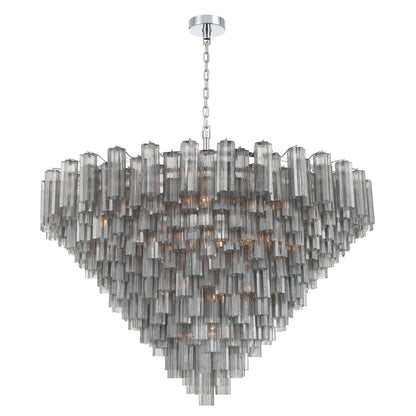 Crystorama Addis 62" 40-Light Chandelier Polished Chrome Smoke