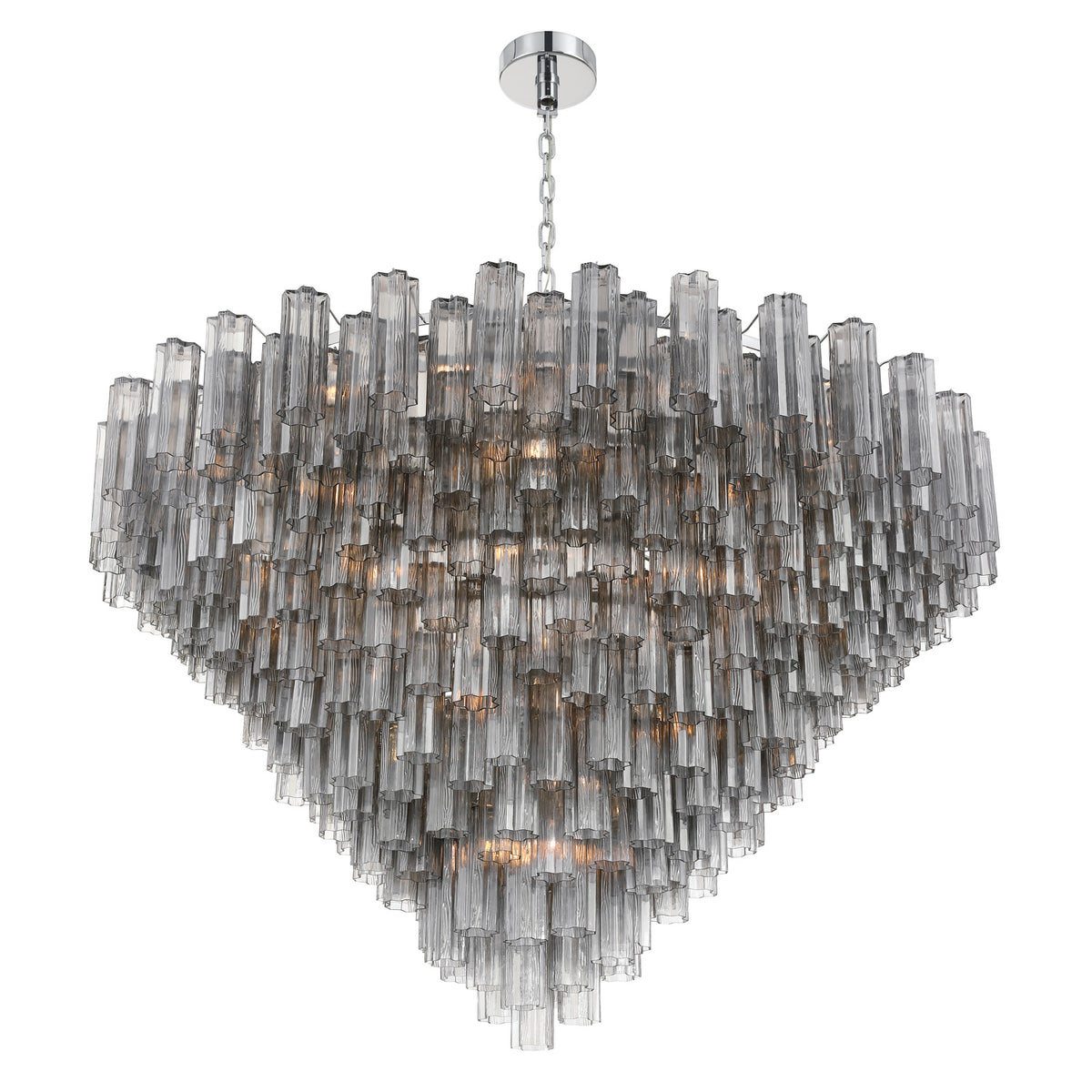 Crystorama Addis 62" 40-Light Chandelier Polished Chrome Smoke - detail