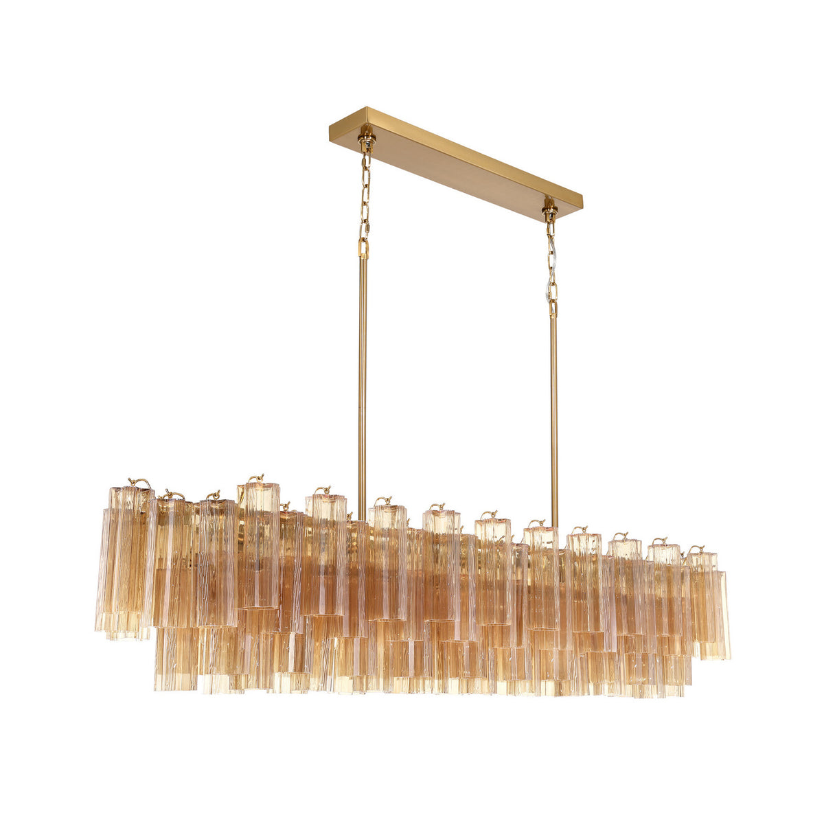 Crystorama Addis 65" 16-Light Linear Chandelier Aged Brass Amber - detail