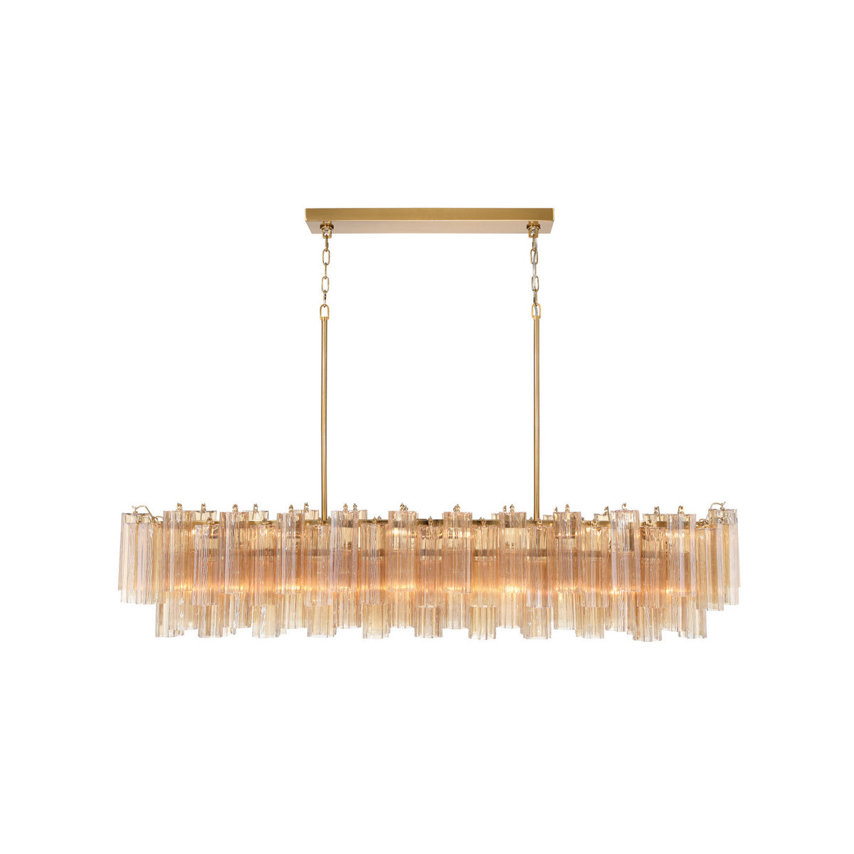 Crystorama Addis 65" 16-Light Linear Chandelier Aged Brass Amber - detail