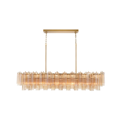 Crystorama Addis 65" 16-Light Linear Chandelier Aged Brass Amber - detail