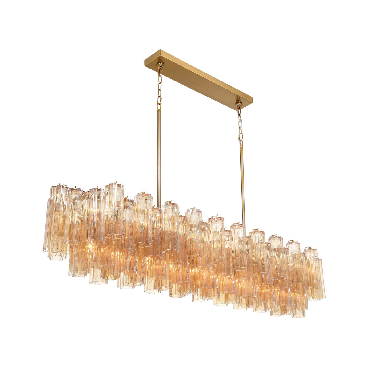 Crystorama Addis 65" 16-Light Linear Chandelier Aged Brass Amber - detail