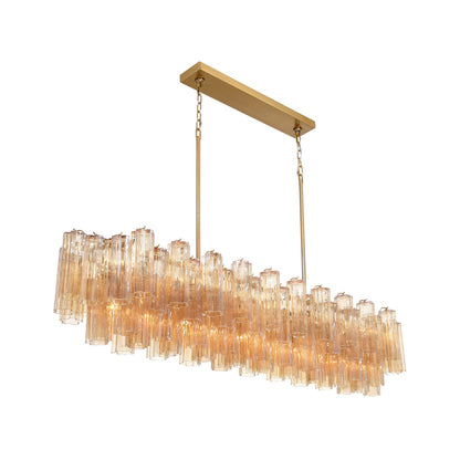 Crystorama Addis 65" 16-Light Linear Chandelier Aged Brass Amber - detail
