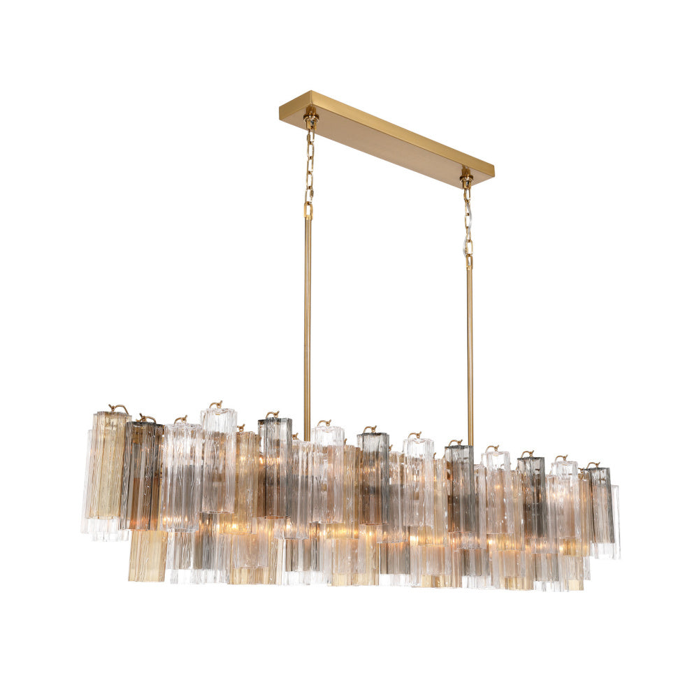 Crystorama Addis 65" 16-Light Linear Chandelier Aged Brass Autumn