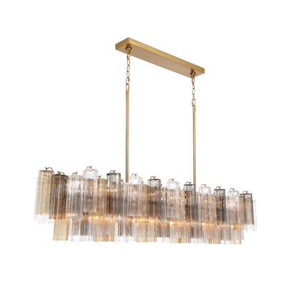 Crystorama Addis 65" 16-Light Linear Chandelier Aged Brass Autumn